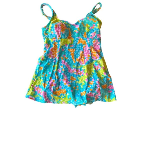 SeaWaves Vintage 1970s One Piece Skirted Swimsuit Adjustable Straps Size 11 - Picture 1 of 8